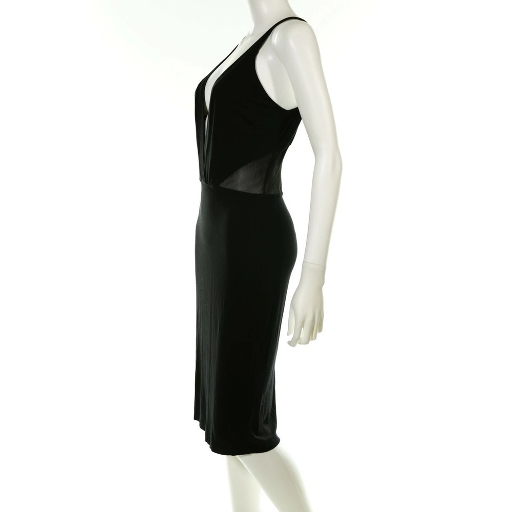 Young Fabulous & Broke Black V Neck Mesh Panel Sleeveless Midi Dress Size S NWT